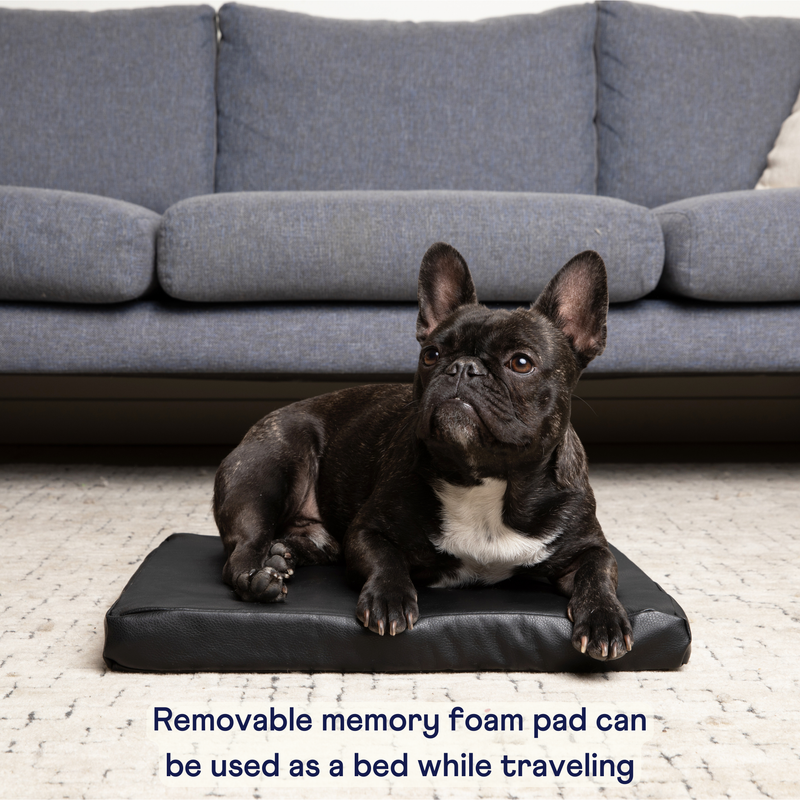Load image into Gallery viewer, PupProtector™ Faux Cool-to-Touch Vegan Leather Memory Foam Dog Car Bed - Black