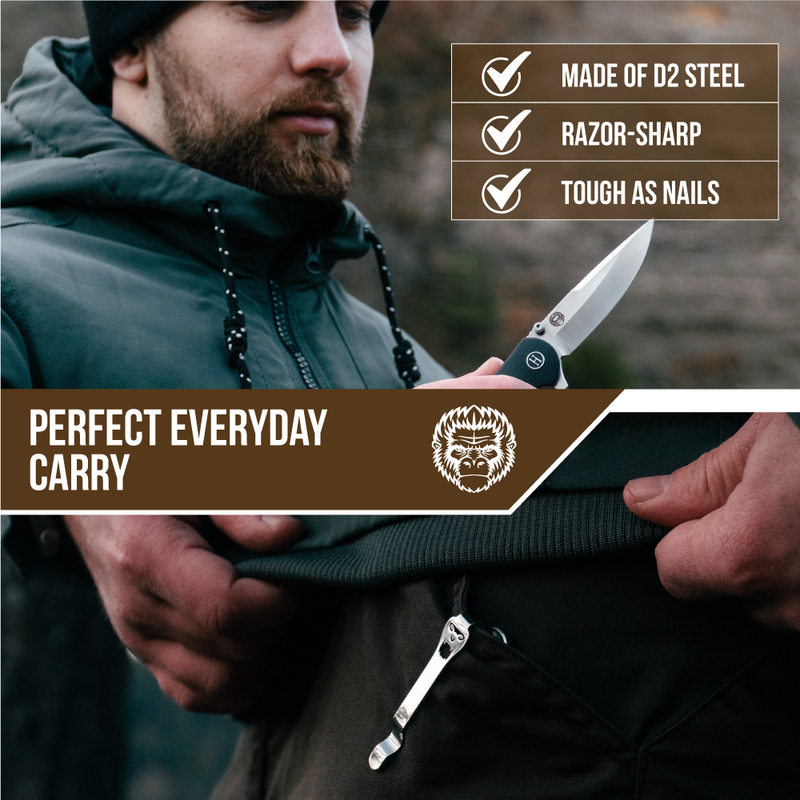 Load image into Gallery viewer, The Straight Back Folding Pocket Knife Giftset for Men and Women (Silver and Black)