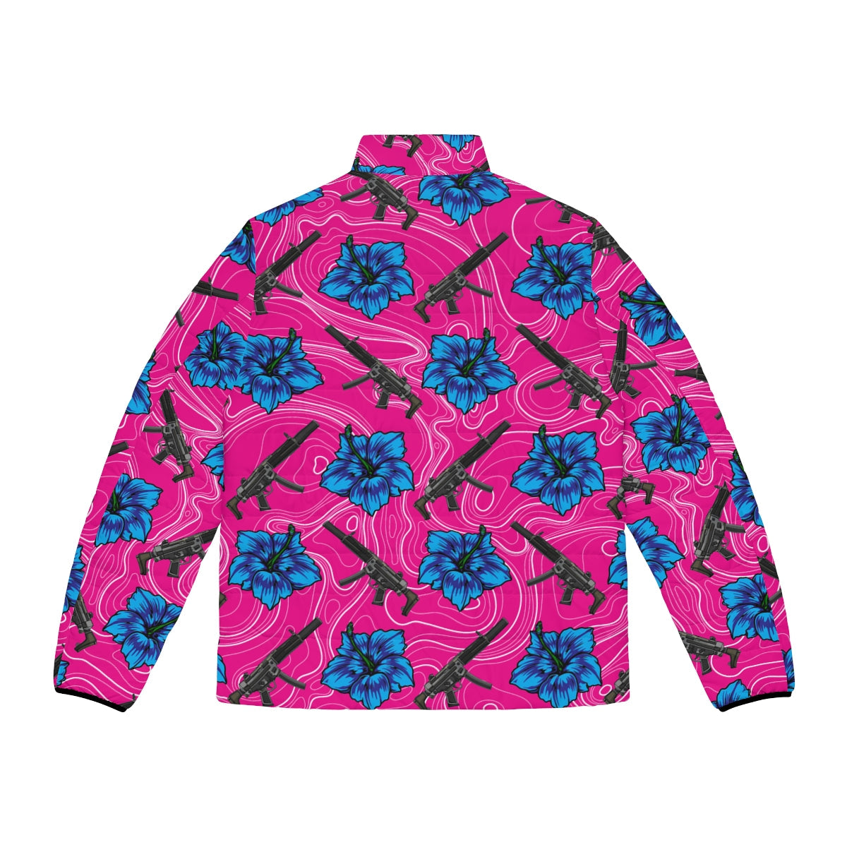 Rad Palm High Capacity Hibiscus Men's Puffer Jacket