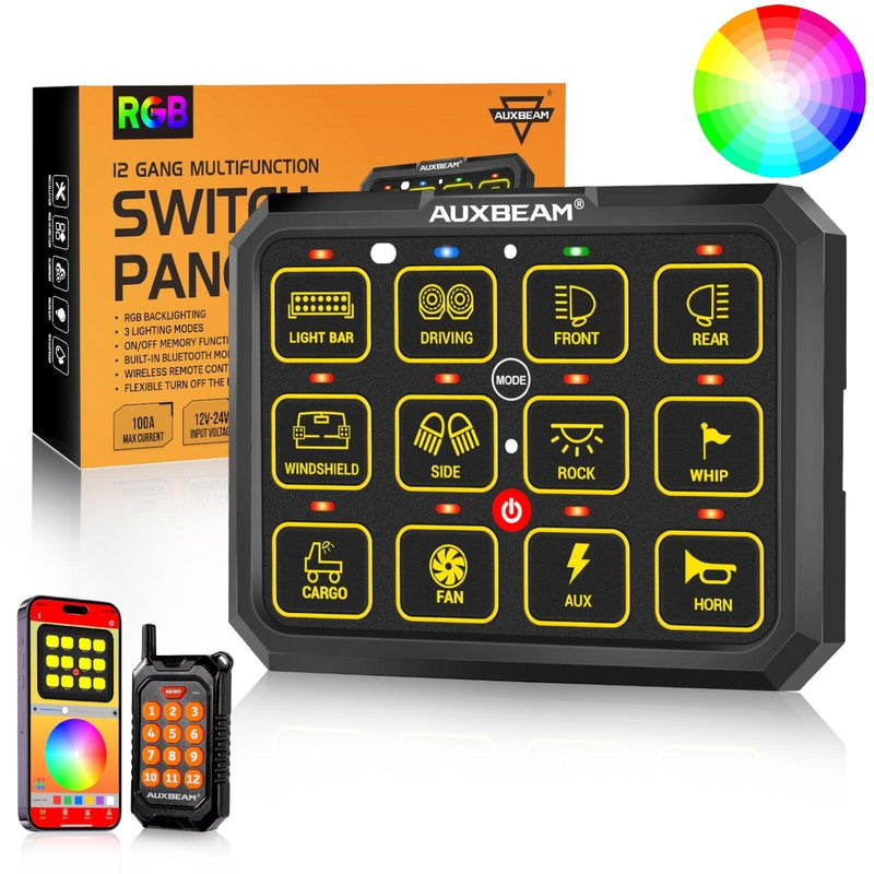 Load image into Gallery viewer, AC Series 8/12 Gang RGB Switch Panel with APP&Remote Control, Toggle/ Momentary/ Pulsed Mode Supported