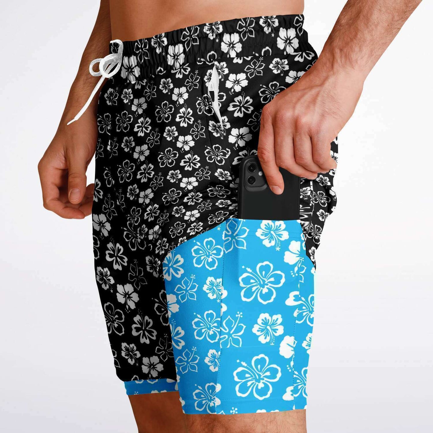Rad Palm Black Aloha Men's 2-in-1 Shorts