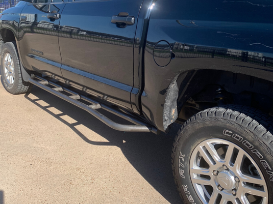 Cali Raised 14-21 Toyota Tundra Step Edition Rock Sliders - Kick Out / No Filler Plate / Raw Steel