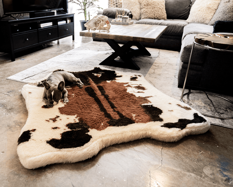 Load image into Gallery viewer, PupRug® Animal Print Memory Foam Dog Bed - Brown Faux Cowhide