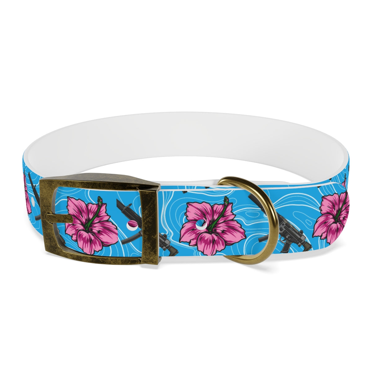 Rad Palm High Capacity Hibiscus Blue Dog Collar