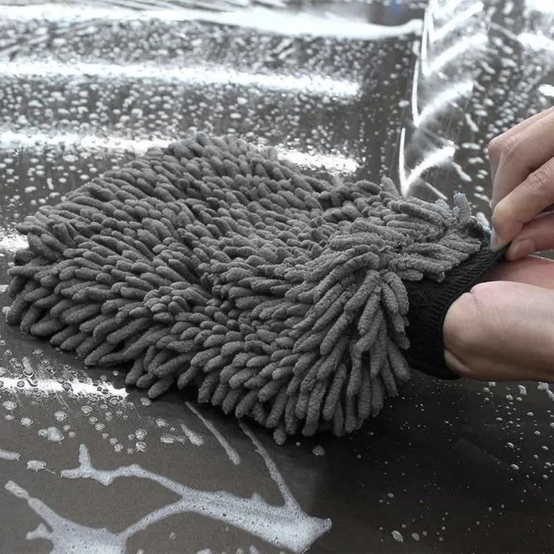 Load image into Gallery viewer, WASH&WHIPS Chenille Premium Scratch-Free Microfiber Lint-Free Blue Wash Mitt 8" x 10"in & Black Pitstop Particle Interceptor