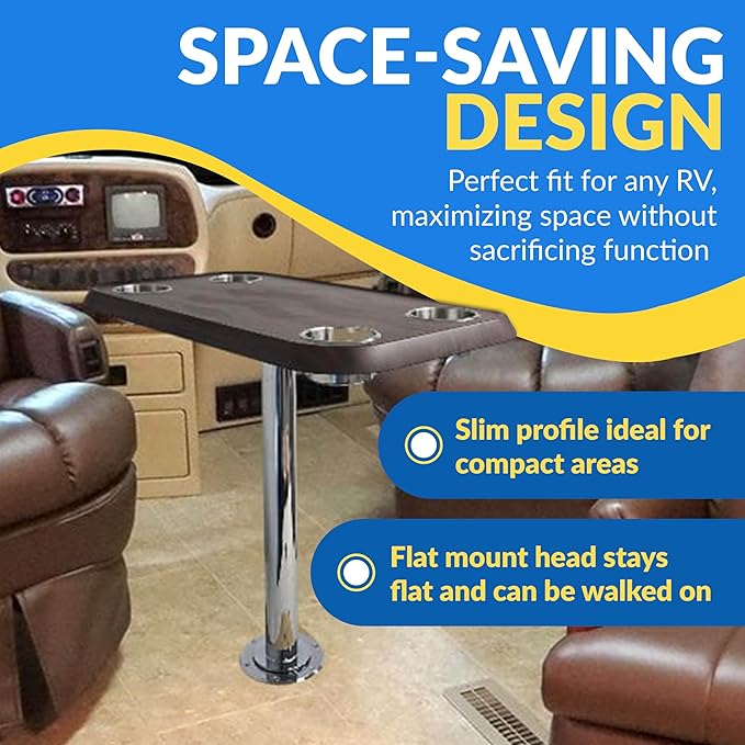 Load image into Gallery viewer, RV Side Tables | RV End Tables - Table Set - 6" Flush Mount Floor Plate / Anti Wobble, Cocktail Design (6 colors)