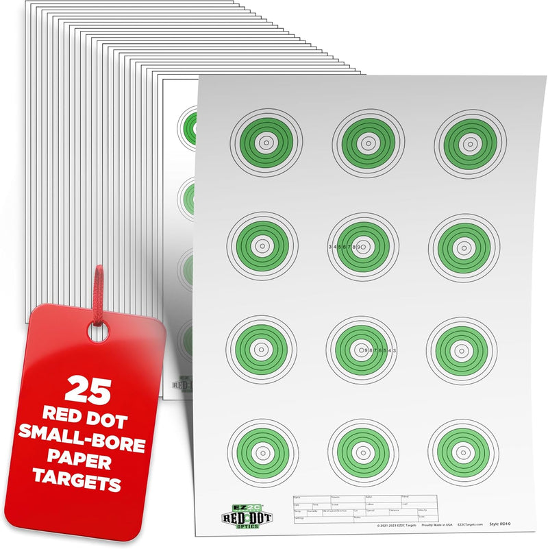 Load image into Gallery viewer, 25 EZ2C Targets Style 27/RD10: Small-bore 50ft Paper Shooting Target 11"x17" USA MADE Pad of 25