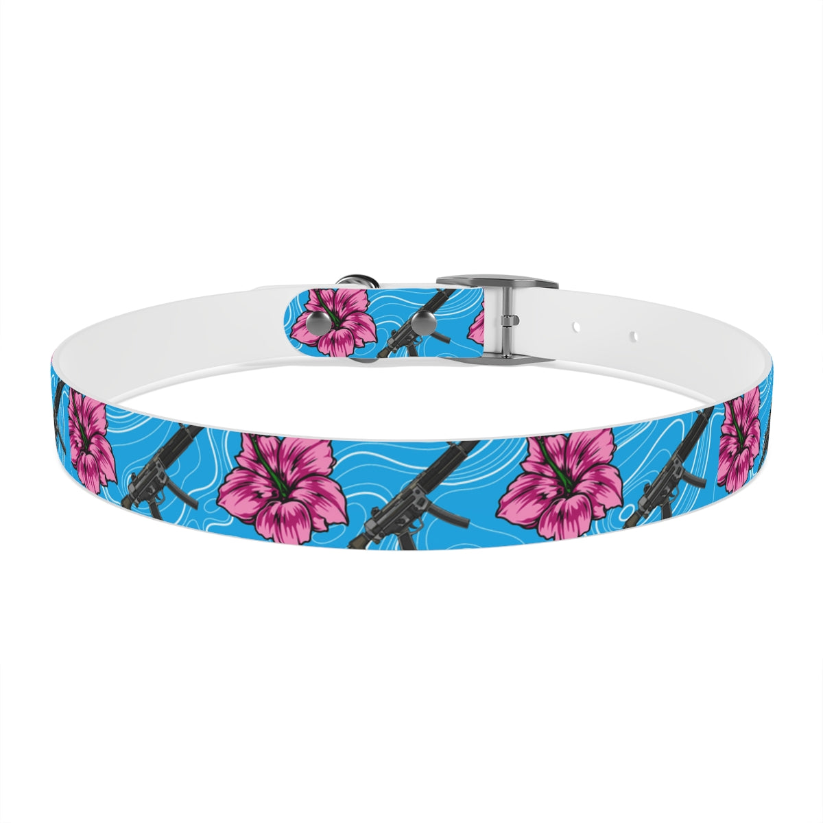 Rad Palm High Capacity Hibiscus Blue Dog Collar