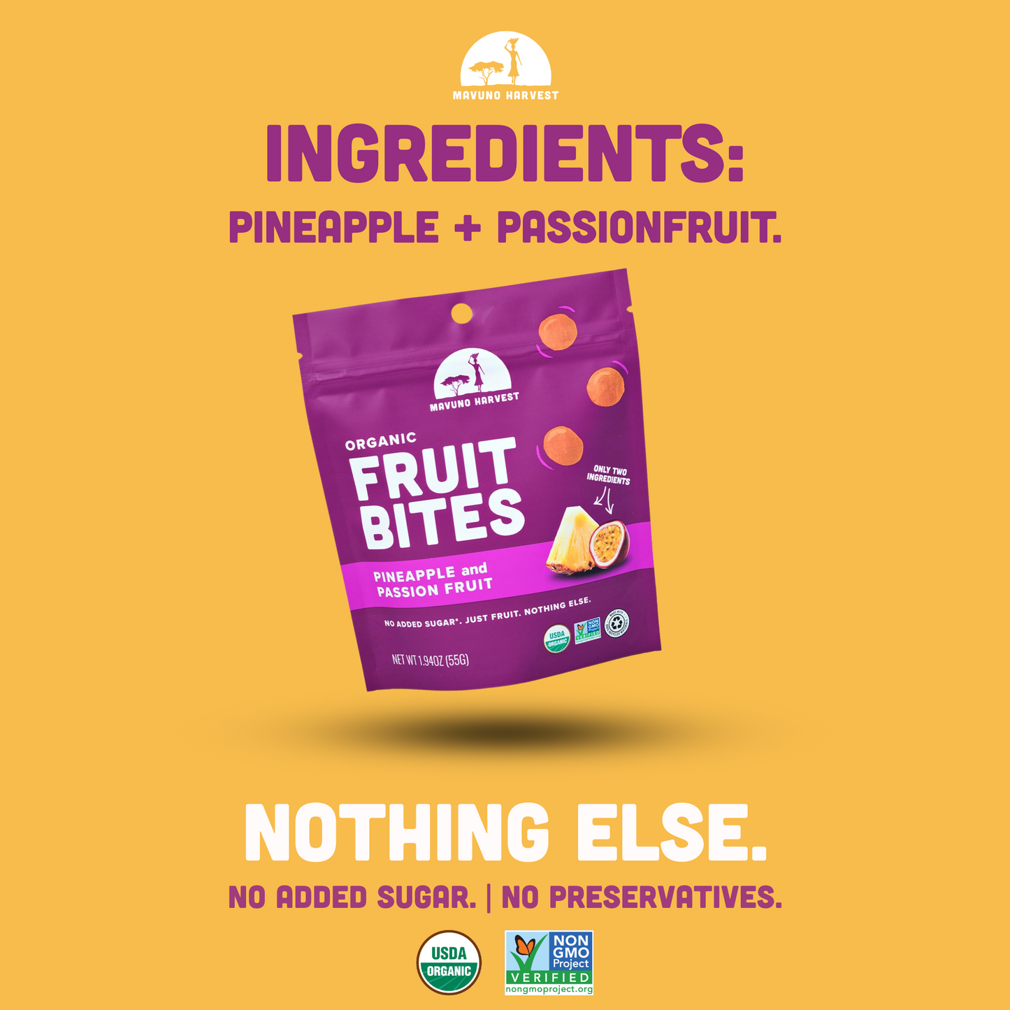 Organic Fruit Bites: Pineapple & Passionfruit