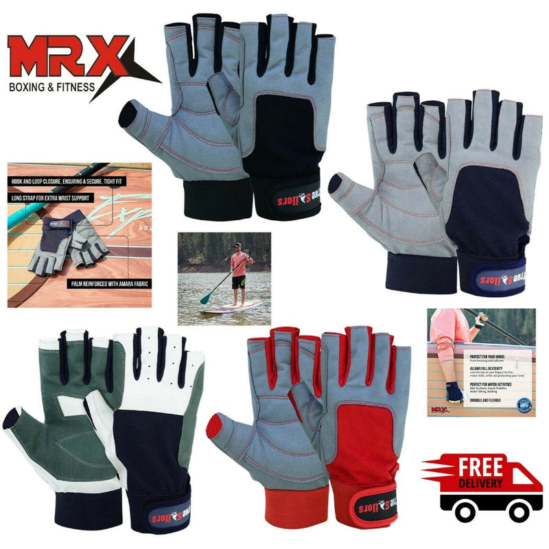 Load image into Gallery viewer, Sailing Gloves All Cut Fingers Blue Grey kayaking watersports