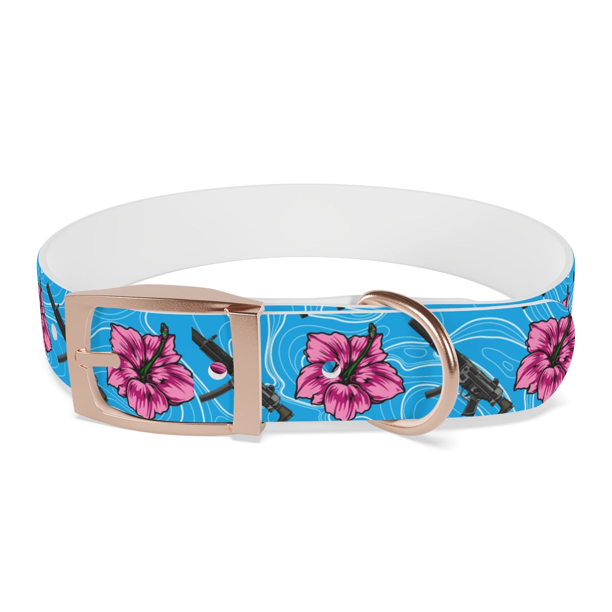 Rad Palm High Capacity Hibiscus Blue Dog Collar