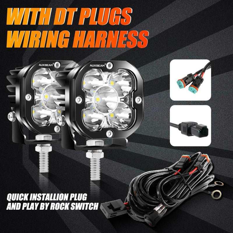 Load image into Gallery viewer, 3 Inch 80W 9600LM LED Pods Lights White&Yellow with A-Pillar Mounting Bracket For Ford Bronco 2/4 Door 2021 2022