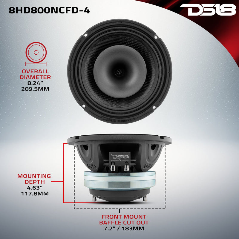 Load image into Gallery viewer, 8" Neodymium Coaxial Hybrid Mid-Bass Water resistant Carbon Fiber Cone Loudspeaker with Built-in Driver 400 Watts Rms 4-Ohm