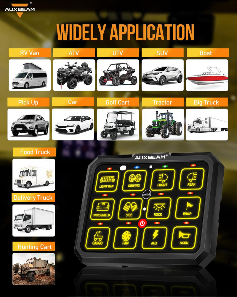 Load image into Gallery viewer, AC Series 8/12 Gang RGB Switch Panel with APP&Remote Control, Toggle/ Momentary/ Pulsed Mode Supported