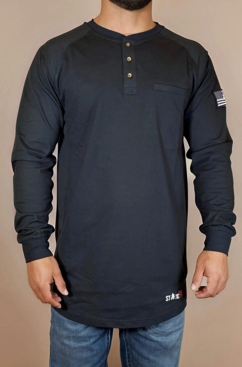 Load image into Gallery viewer, FR 3-Button Henley Shirt - Black