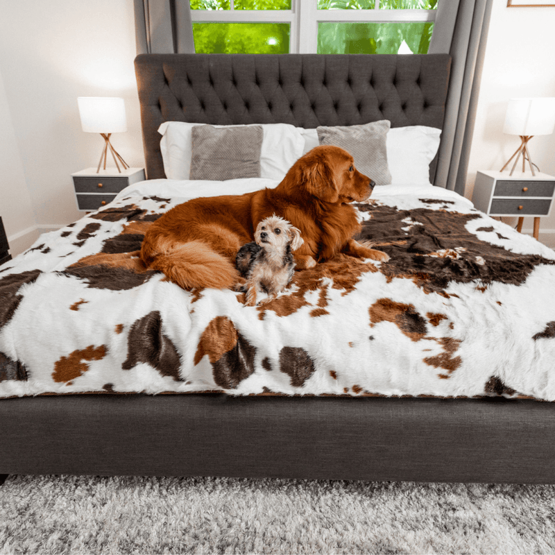 Load image into Gallery viewer, PupProtector™ Waterproof Throw Blanket - Brown Faux Cowhide