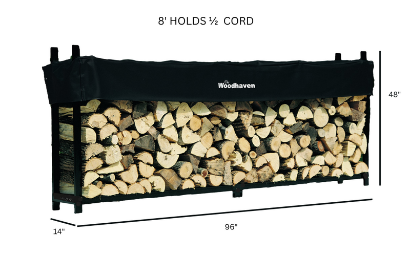Load image into Gallery viewer, 8 ft Steel Firewood Rack The Woodhaven