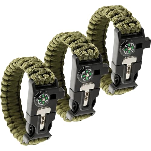 Load image into Gallery viewer, M-Tac Survival Paracord Bracelet with Compass Whistle (Set of 3)