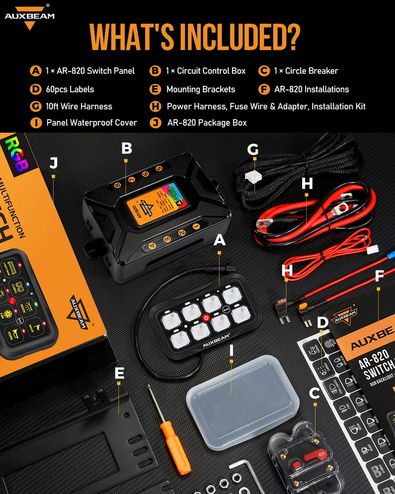 Load image into Gallery viewer, AR-820 RGB Switch Panel with APP, Toggle/ Momentary/ Pulsed Mode Supported (Two-Sided Outlet)