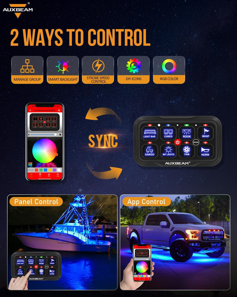 Load image into Gallery viewer, AR-800 RGB Switch Panel + 3 Inch LED Pods with White&Yellow Cover