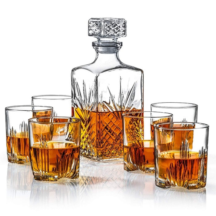 Load image into Gallery viewer, 7 pc Decanter and Rock Glass Set