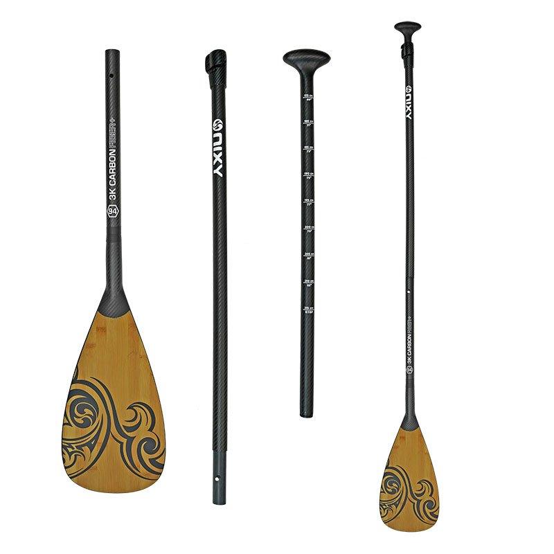 Load image into Gallery viewer, NIXY 3-Piece Adjustable 100% Carbon Fiber SUP Pro Paddle with Bamboo