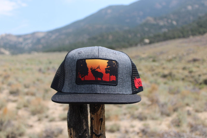 Load image into Gallery viewer, Charcoal Elk Sunset hat