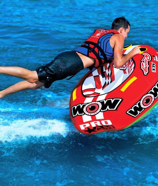 Load image into Gallery viewer, WOW Sports 1 Person Towable Water Tube - Ace Racing Starter Kit w 12V Pump & 1K Tow Rope