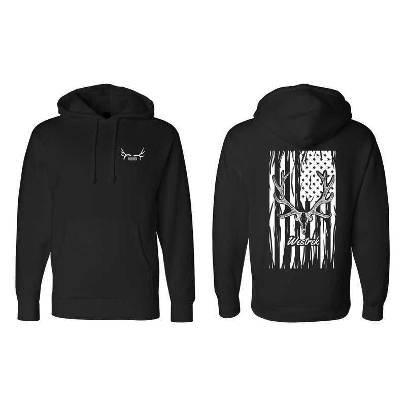 Load image into Gallery viewer, Black Skull Elk Distressed Stars N Stripes