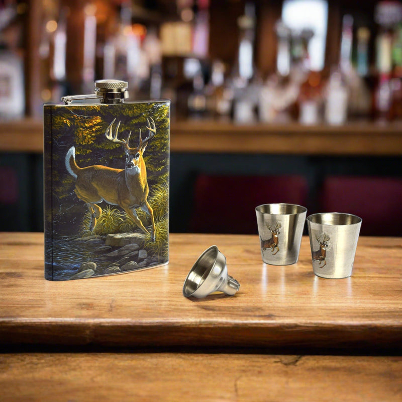 Load image into Gallery viewer, Flask and Shot Glass-Deer