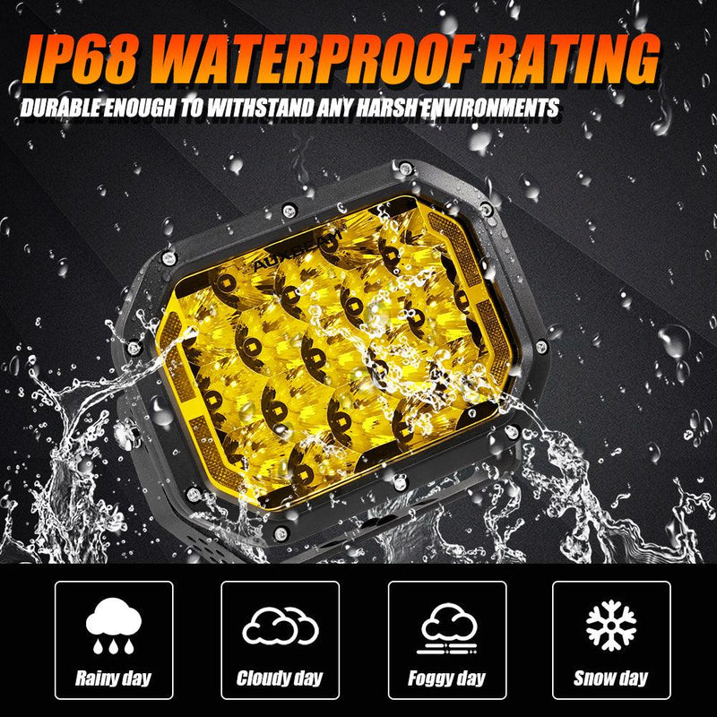 Load image into Gallery viewer, 7x5 Inch Rectangle LED Pods Amber Spot Driving Lights with DRL