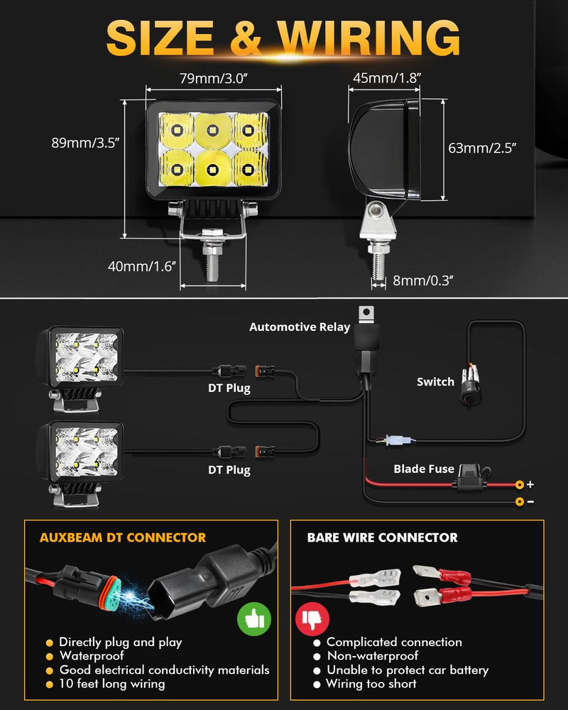 Load image into Gallery viewer, 3 Inch 60W 7200LM Combo Beam LED Driving Lights Off Road Lights