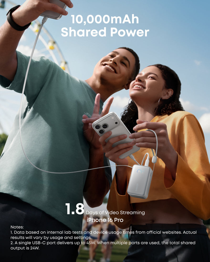Load image into Gallery viewer, Anker Nano Power Bank (10K, 45W, Built-In Retractable USB-C Cable)
