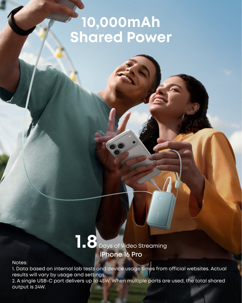 Load image into Gallery viewer, Anker Nano Power Bank (10K, 45W, Built-In Retractable USB-C Cable)