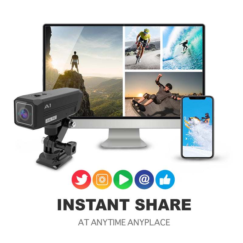 Load image into Gallery viewer, Rexing A1 Two Way Action Camera Front & Back 1080p@30fps with Wi-Fi Connect