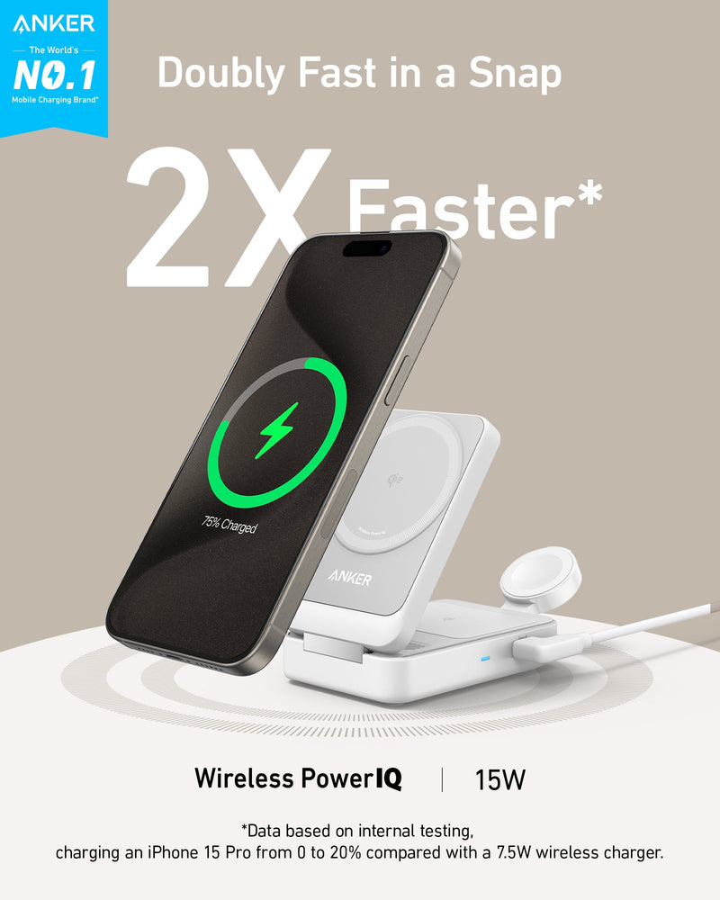 Load image into Gallery viewer, Anker MagGo Wireless Charging Station (Foldable 3-in-1)