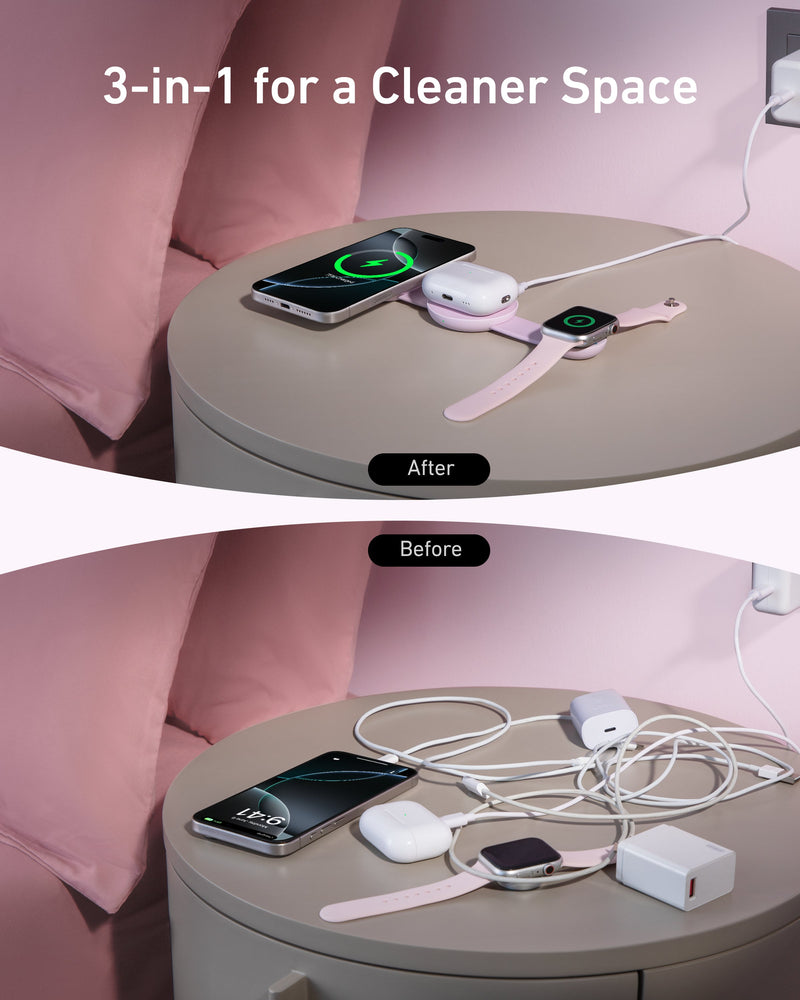 Load image into Gallery viewer, Anker MagGo Wireless Charging Station (3-in-1, Foldable Pad)