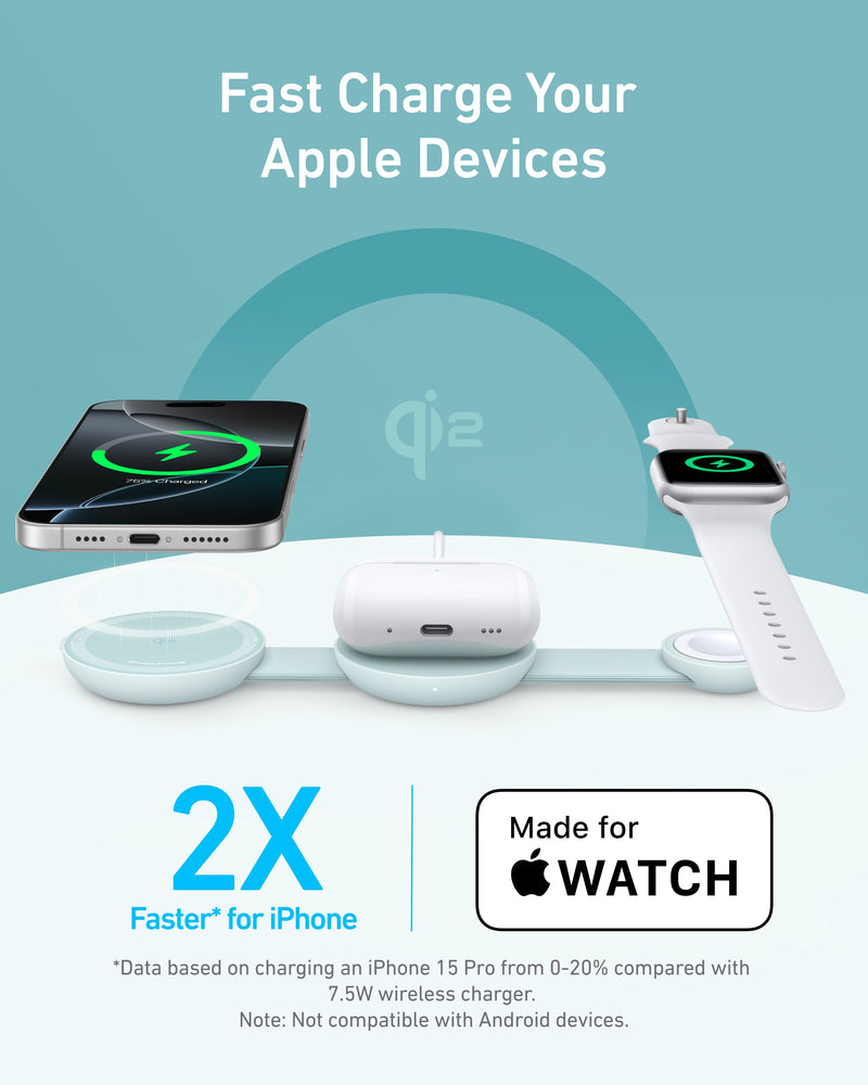 Load image into Gallery viewer, Anker MagGo Wireless Charging Station (3-in-1, Foldable Pad)