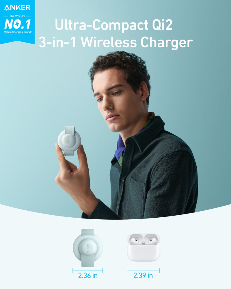 Load image into Gallery viewer, Anker MagGo Wireless Charging Station (3-in-1, Foldable Pad)