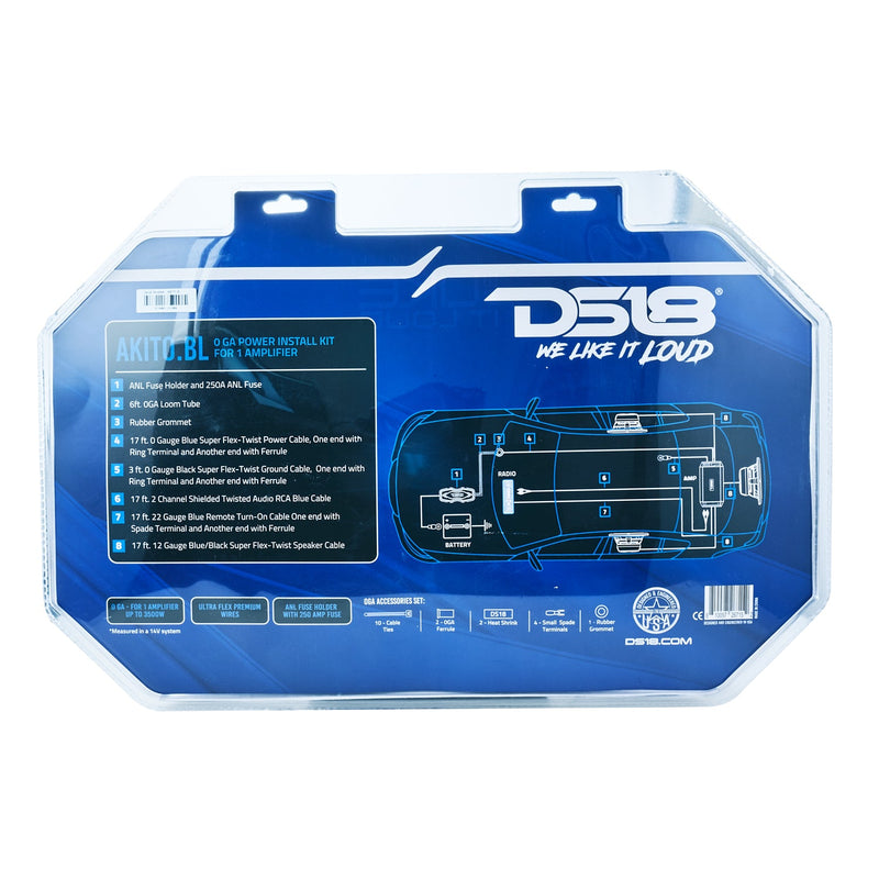 Load image into Gallery viewer, 0-GA Amplifier Installation Wiring Kit - Blue