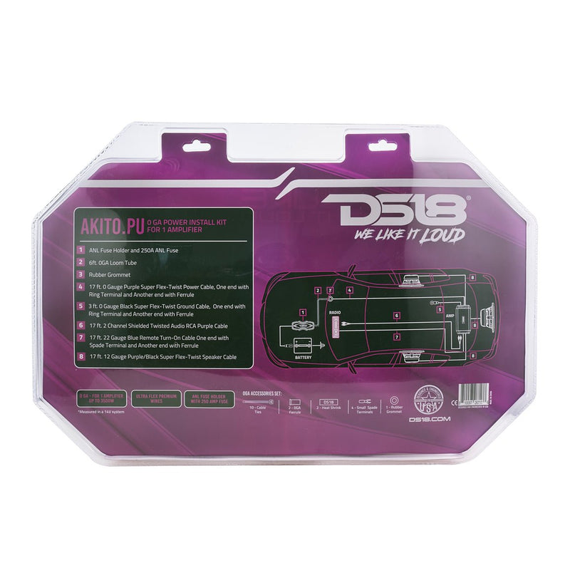 Load image into Gallery viewer, 0-GA Amplifier Installation Wiring Kit - Purple