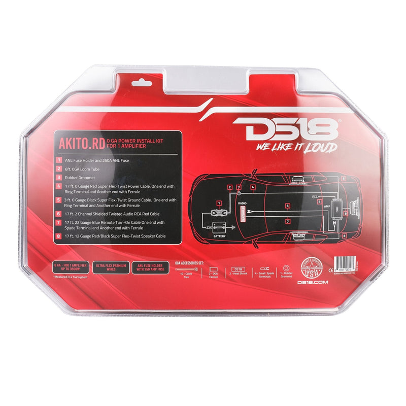 Load image into Gallery viewer, 0-GA Amplifier Installation Wiring Kit - Red