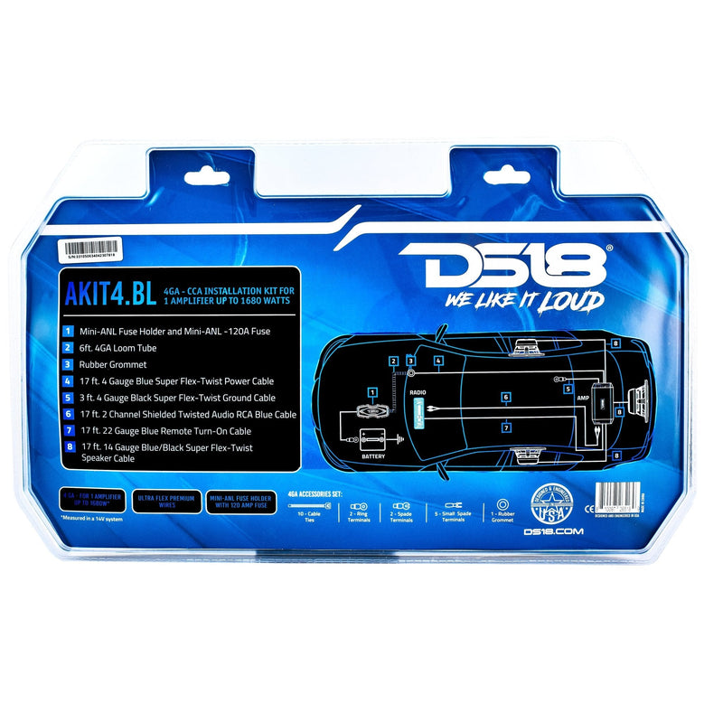 Load image into Gallery viewer, 4-GA Amplifier Installation Wiring Kit - Blue