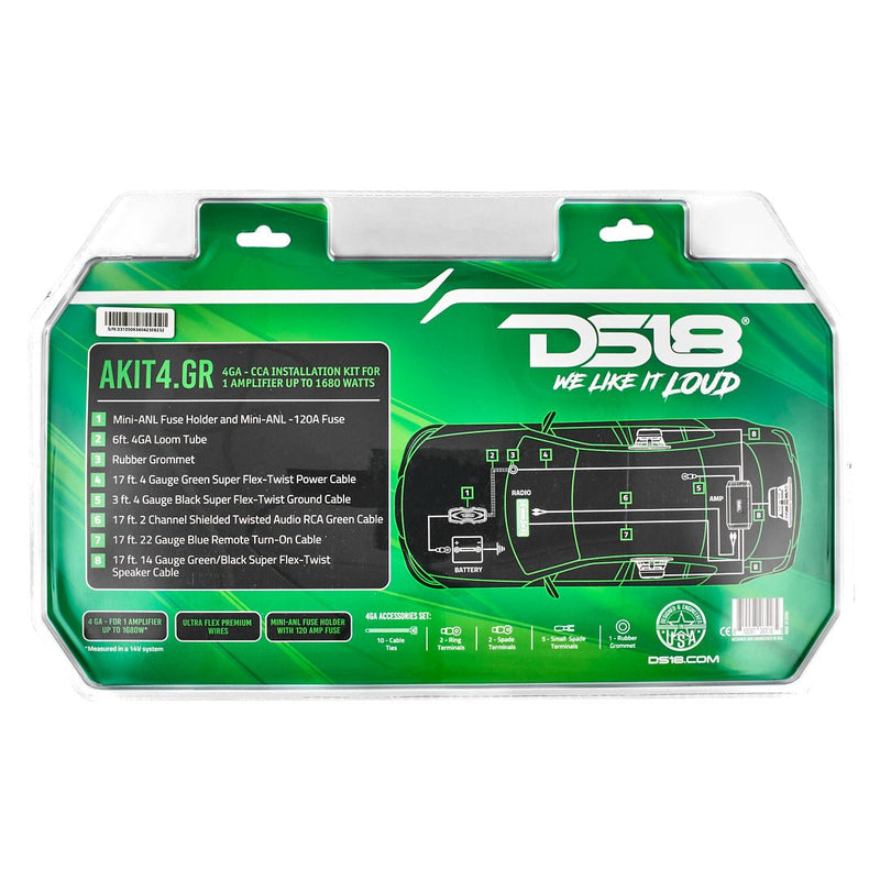 Load image into Gallery viewer, 4-GA Amplifier Installation Wiring Kit - Green