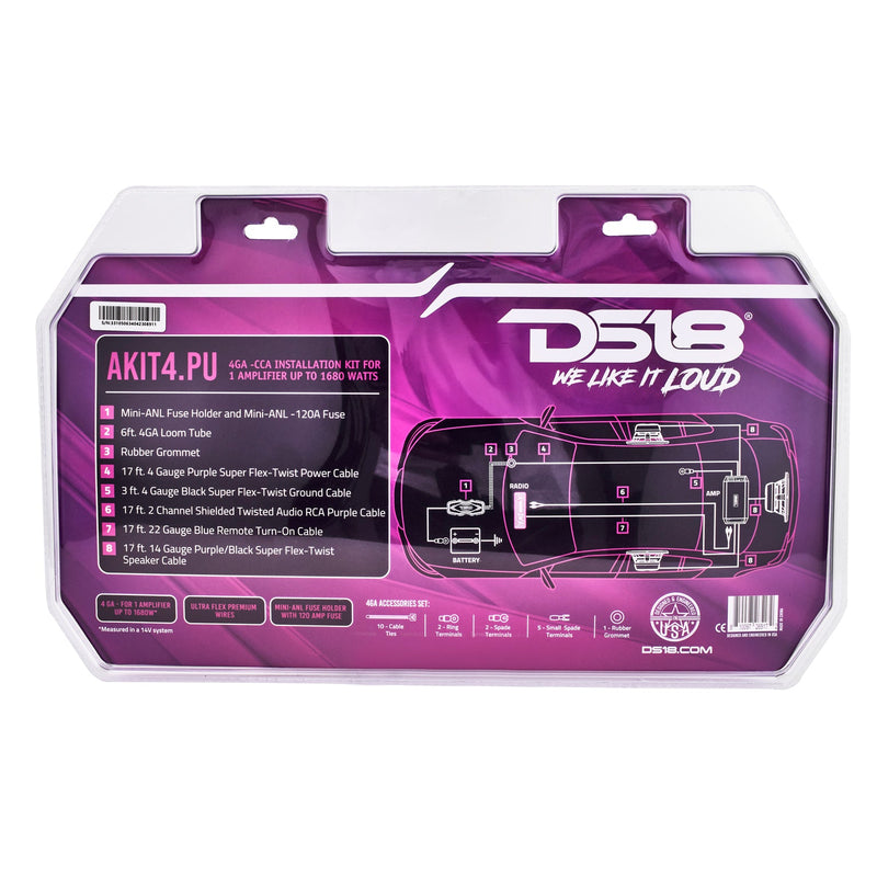 Load image into Gallery viewer, 4-GA Amplifier Installation Wiring Kit - Purple