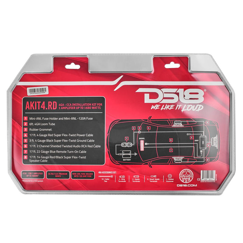 Load image into Gallery viewer, 4-GA Amplifier Installation Wiring Kit - Red