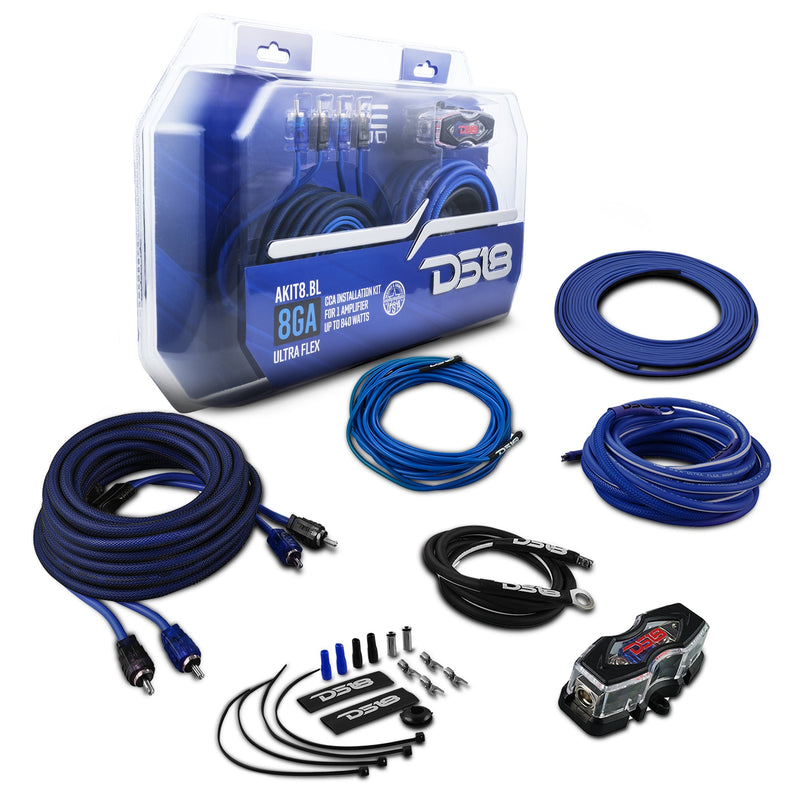 Load image into Gallery viewer, 8-GA Amplifier Installation Wiring Kit - Blue
