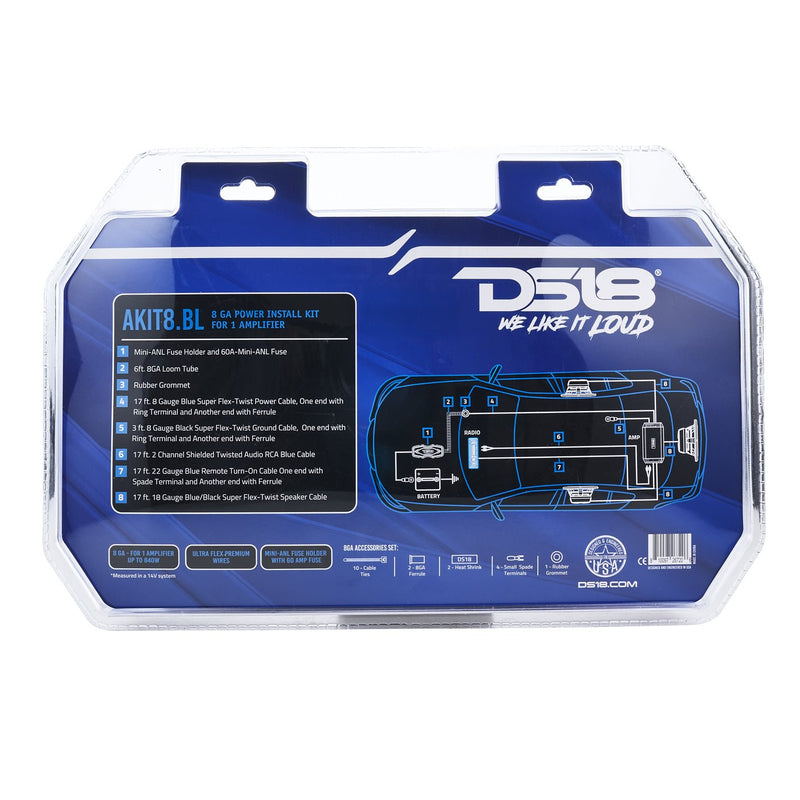 Load image into Gallery viewer, 8-GA Amplifier Installation Wiring Kit - Blue