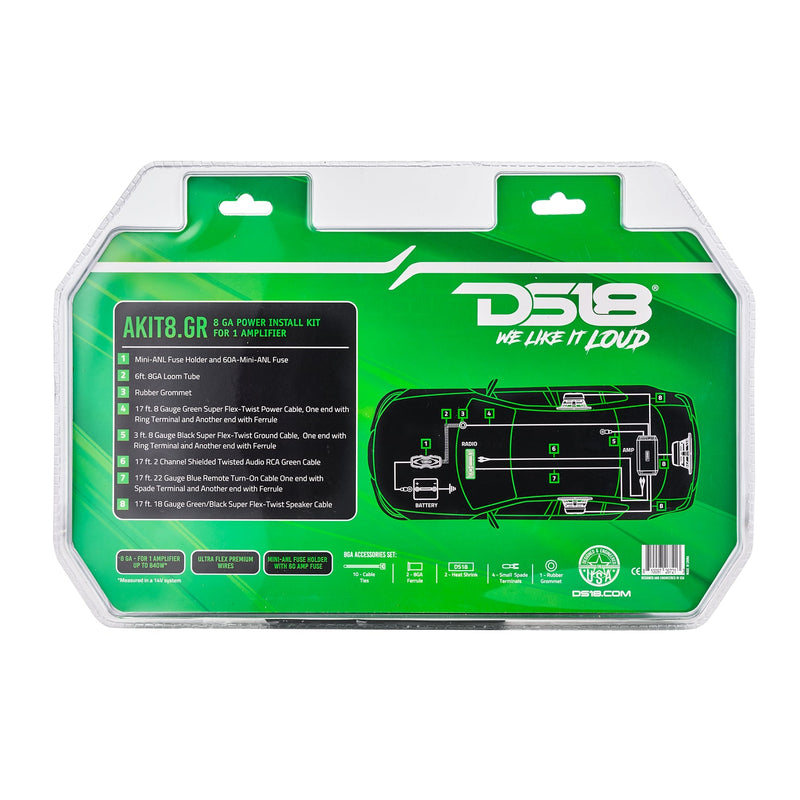 Load image into Gallery viewer, 8-GA Amplifier Installation Wiring Kit - Green