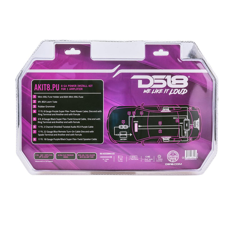 Load image into Gallery viewer, 8-GA Amplifier Installation Wiring Kit - Purple